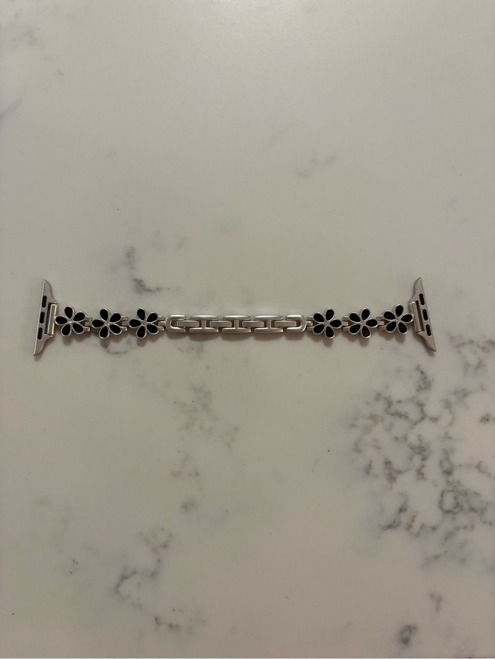 Silver Floral Link Apple Watch Band Connector 44mm